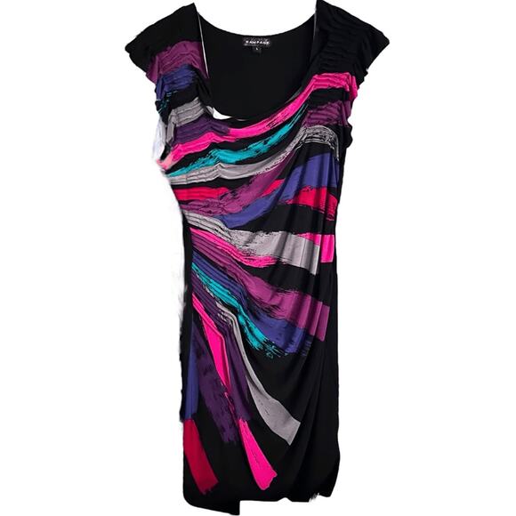 Rampage Women Large Bodycon Dress Multicolor RuchedAbstract Print Party Stretch - Picture 4 of 14